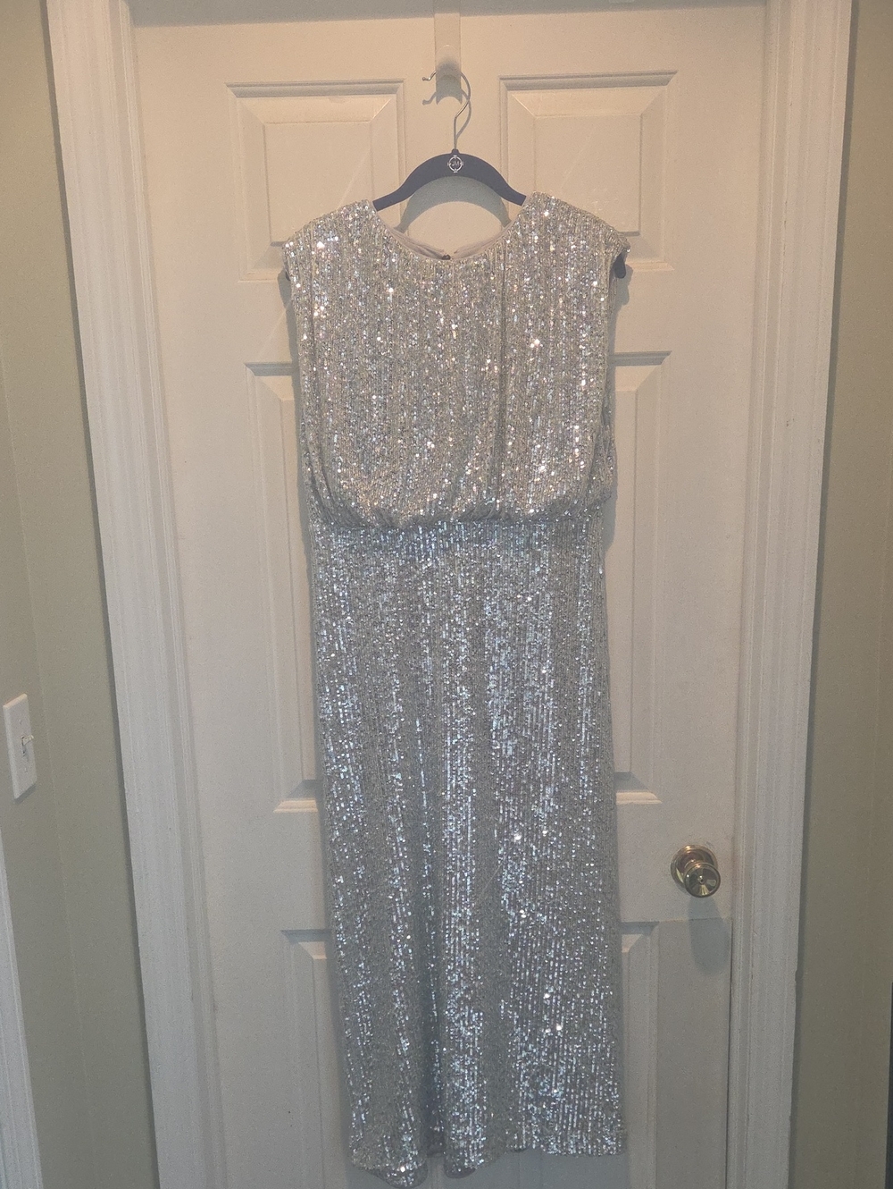 Ann Taylor Silver Sequin Maxi Dress